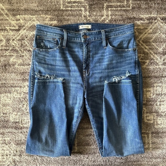 Madewell Petite Curvy High-Rise Skinny Jeans Drop Step-Hem Edition Raw Hem 33P - Picture 6 of 9
